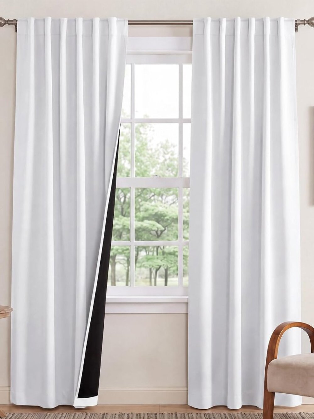 100% Blackout Window Curtain Panels, Cold and Full Light Blocking Drapes with Bl